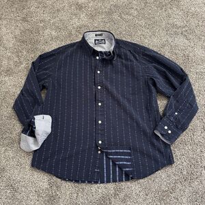 Robert Graham Blue Embroidered Long Sleeve Button Up Shirt Men's Size Large L